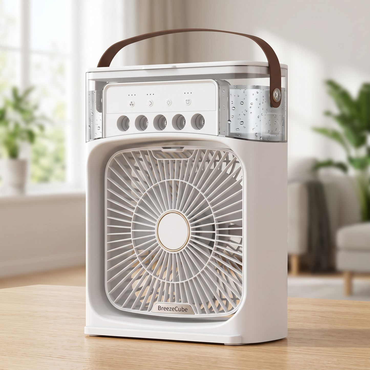 BreezeCube Portable USB Air Cooler Fan with LED Night Light