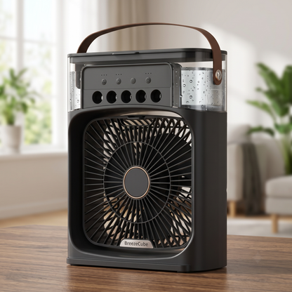 BreezeCube Portable USB Air Cooler Fan with LED Night Light
