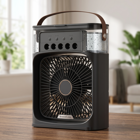 BreezeCube Portable USB Air Cooler Fan with LED Night Light