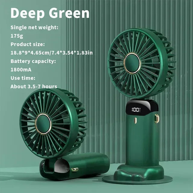 5-Speed Handheld & Desk Fan with LED Display and Long Battery Life