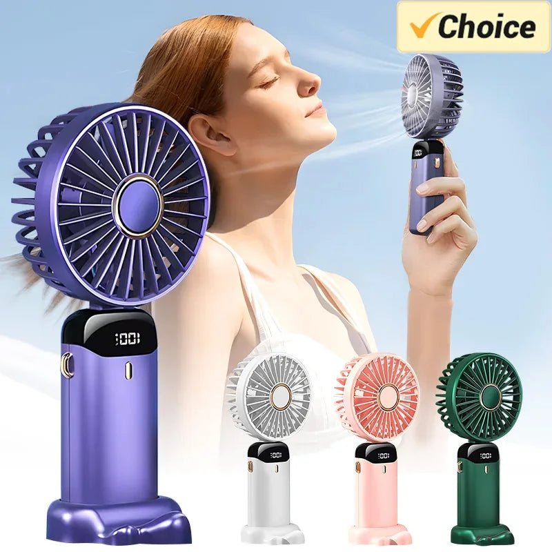 5-Speed Handheld & Desk Fan with LED Display and Long Battery Life