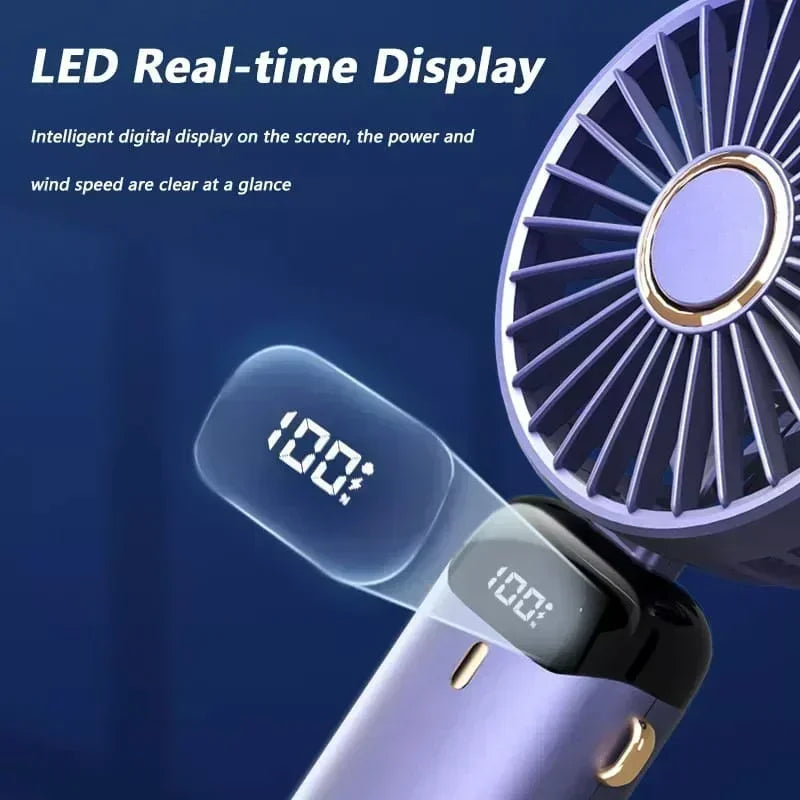 5-Speed Handheld & Desk Fan with LED Display and Long Battery Life